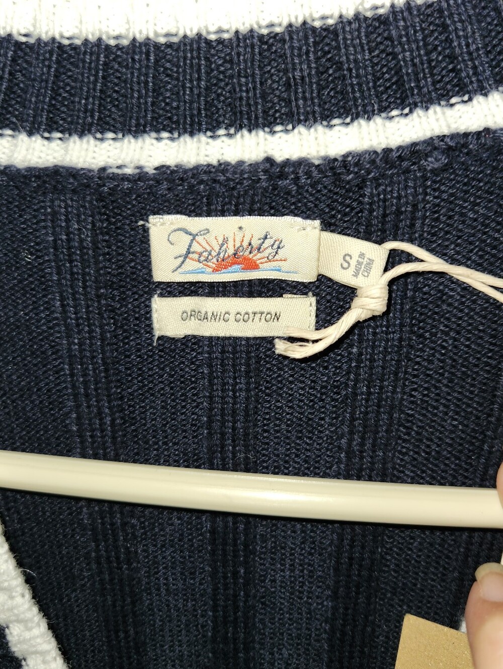 NWT Faherty Varsity Game Set Cardigan S Navy Blue White - Picture 4 of 5